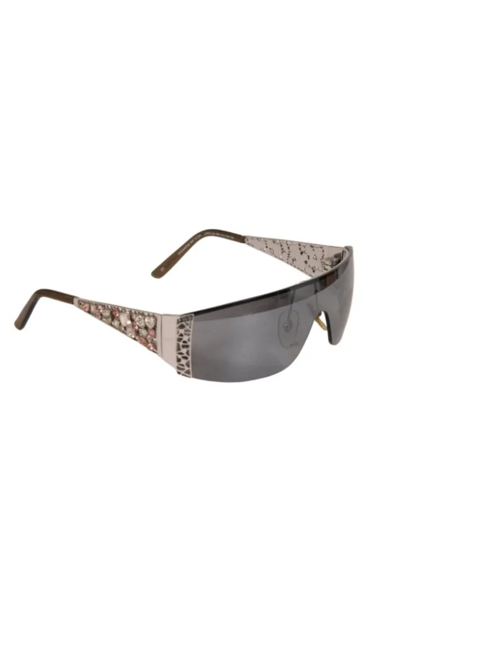 Lulu Guinness Vintage Crystal BBL004 Sunglasses Silver Innovative Shield Shades